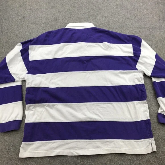 TCU Horned Frogs Polo Shirt Mens 2XL Purple White Striped Rugby Long Sleeve Y2K - Picture 6 of 9